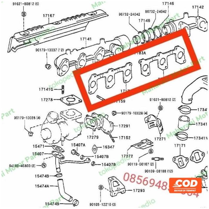 Jual Gasket Exhaust Manifold Toyota Land Cruiser Vx80 Hdj80 Original