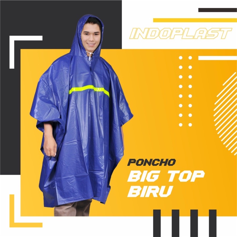 Mantel Poncho Big Top Biru / Mantel Terusan / Mantel Kelelawar / Jas Hujan Poncho / Jas Hujan Terusa