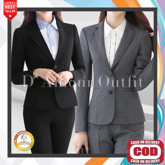 #820 Crop Blazer Wanita Katun Import Motif Kotak Kecil | Outer Korean Style Blazer Formal Wanita, Hi