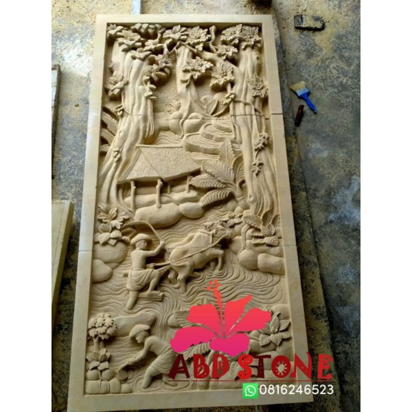 relief paras jogja batu alam ukiran dekorasi hiasan dinding batu alam