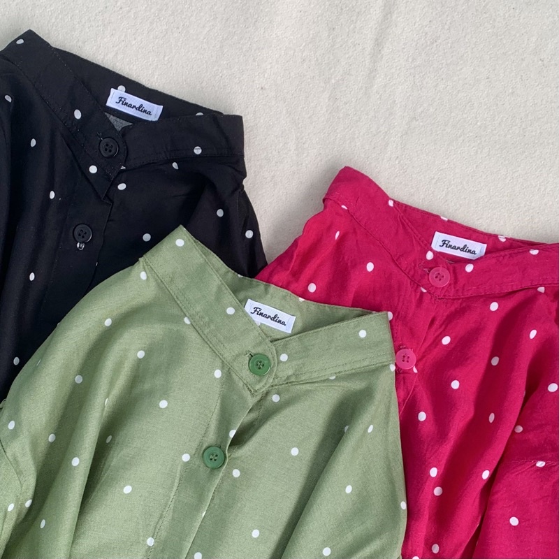 Polkana Blouse Bahan Rayon Polkadot Hitam Fuschia Matcha Mint Busui