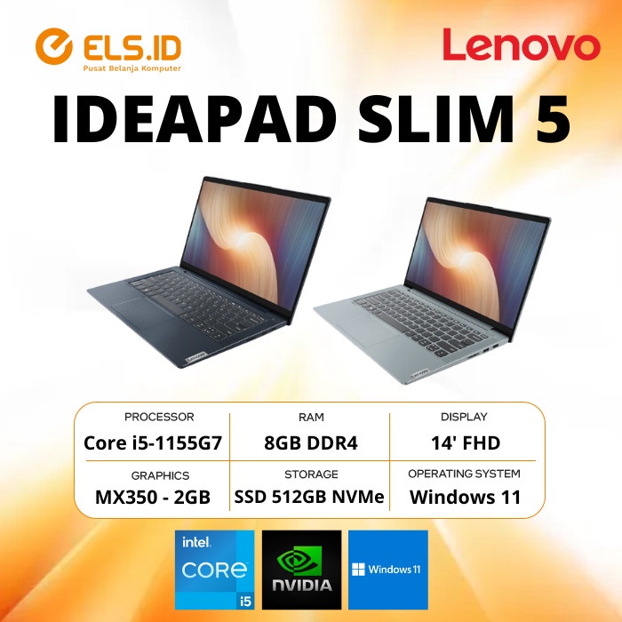Lenovo IdeaPad Slim 5-14ITL6 i5-1155G7 8GB SSD 512GB MX350 14' W11+OHS