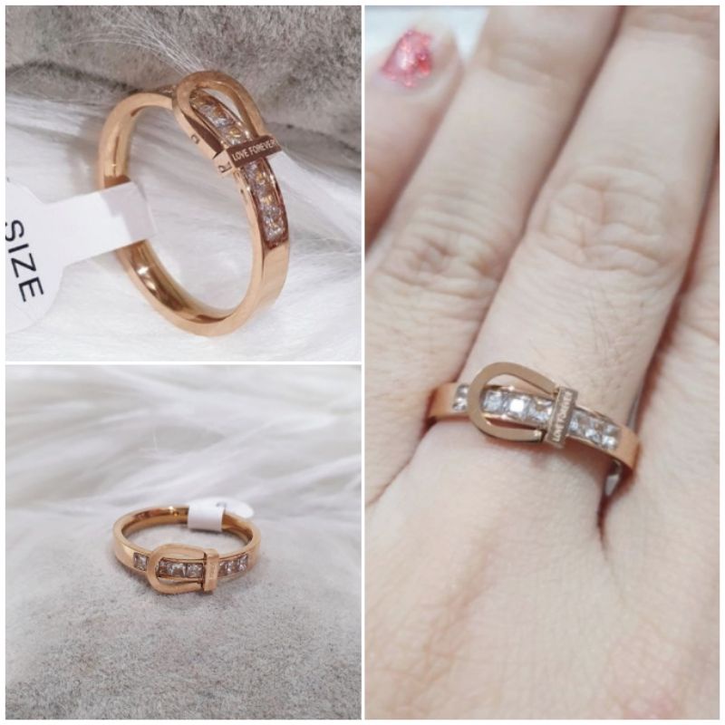 Cincin Titanium Asli Rosegold Bahan tebal Anti karat anti alergi Stainless steel ori motif CART1€R Premium Quality Anti Karat Anti Alergi Ring Import Ct37