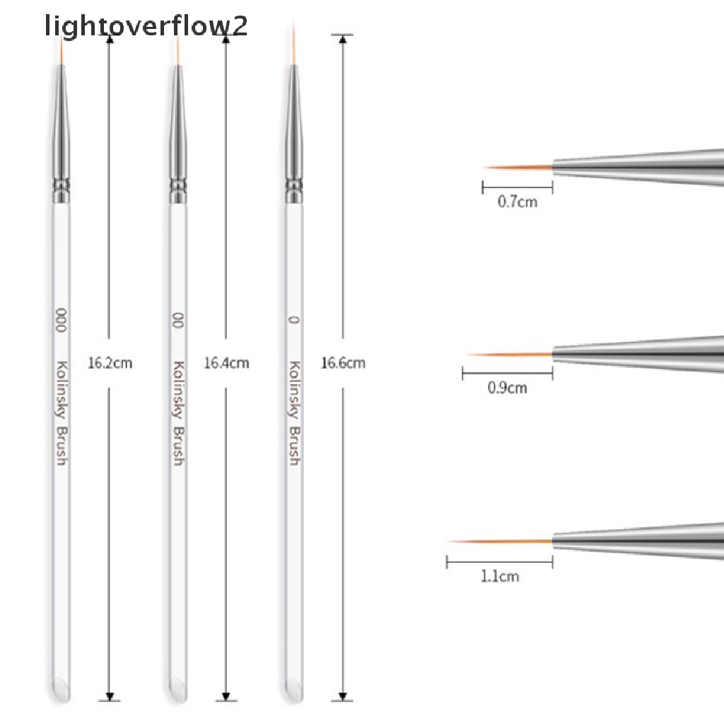 (lightoverflow2) 3pcs / Set Brush Pen Liner Dengan Handle Kristal Glitter Untuk Gambar Hiasan Nail Art