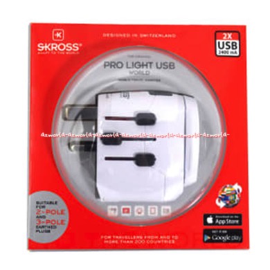 Skross World Adapter Muv Micro 2Pole Alat Saklar Colokan Internasional USB Skros Travel Adaptor Pro Light Usb World