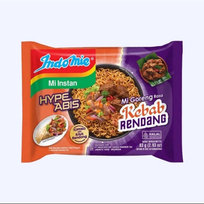 

Indomie Mi Instan Hype Abis Mi Goreng Rasa Kebab Rendang 83 Gram