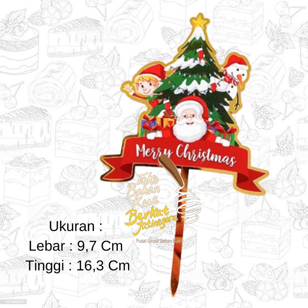 CAKE TOPPER CHRISTMAS AKRILIK NATAL / TOPPER XMAS SANTA CLAUS KUE INSERT DEKORASI / PCS