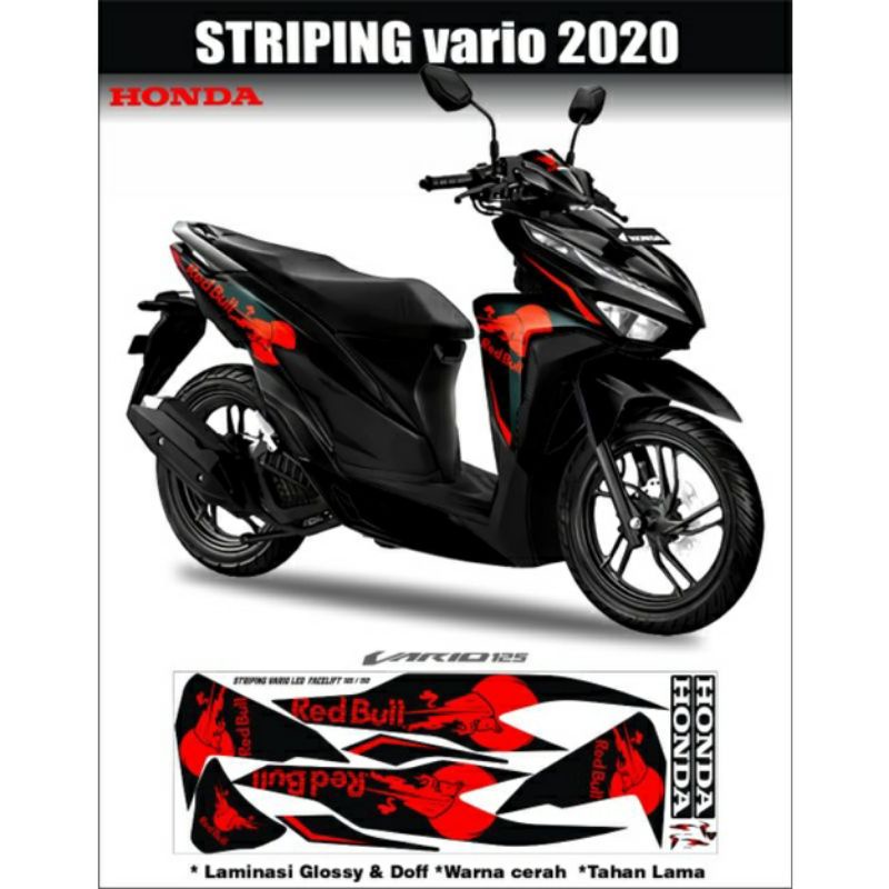 STRIPING MOTOR VARIO MOTIF RED BULL 2020 / STICKER LIS VARIASI VARIO 125 NEW 2020