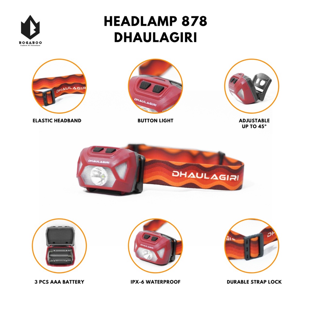 BISA COD Lampu Headlamp Dhaulagiri 878 - Senter Kepala - Lampu Kepala - Senter Kepala Led - Lampu LED