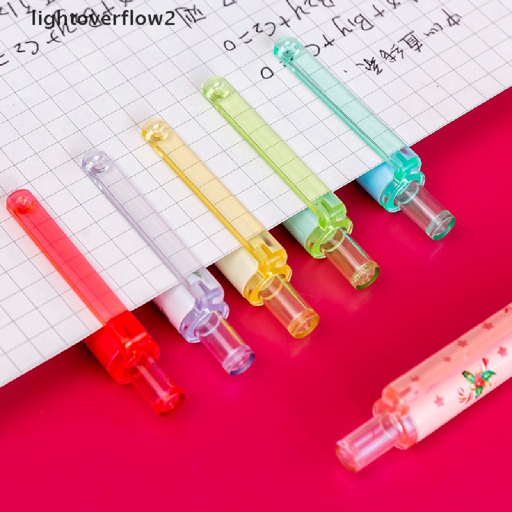 (lightoverflow2) 6pcs / Set Pen Gel 0.5mm Tinta Hitam Retractable Untuk Menulis