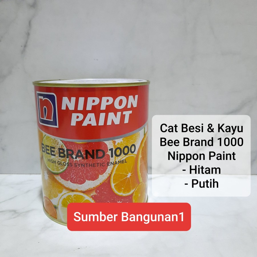 Cat minyak Kayu besi nippon paint hitam putih mengkilap pagar 1kg