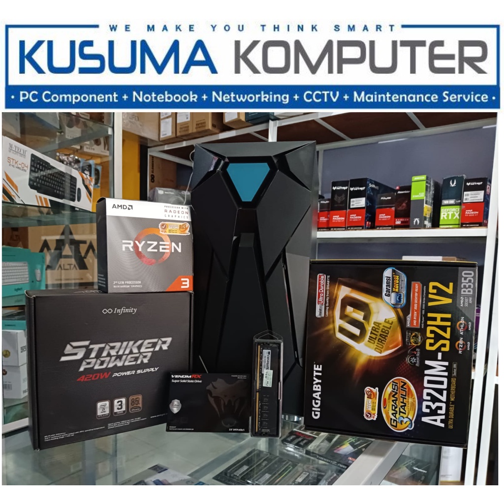 Komputer PC Rakitan AMD Ryzen 3200G + SSD 256GB + 8GB RAM