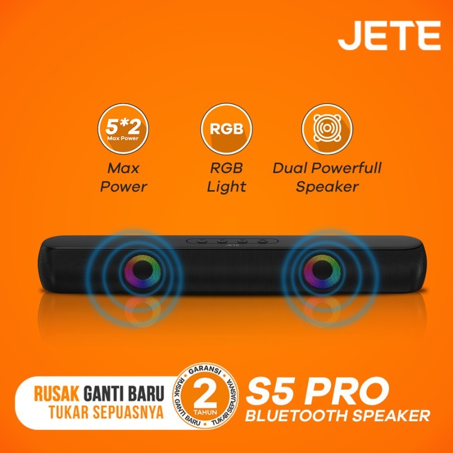 Soundbar Bluetooth Speaker JETE S5 Pro SuperBass RGB LED &amp; Aux 3.5mm