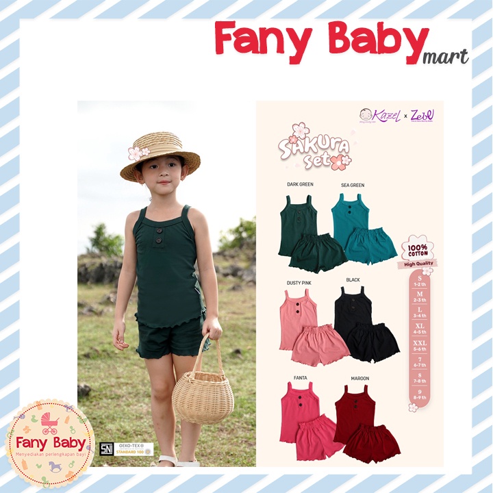 KAZEL X ZEBE SAKURA SET GIRL 1PCS / BAJU BAYI ANAK 1-9 TAHUN [SNI]