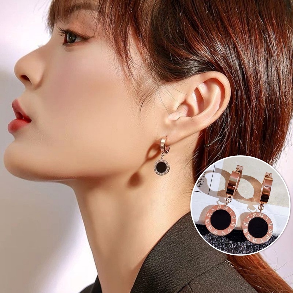 Anting Titanium wanita Warna Gold, Rose Gold, Silver Korean Fashion Import