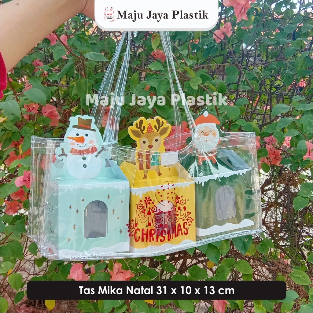 Tas Mika Transparan | Goodie Bag / Hampers / Souvenir / Gift Box Bening Ukuran 20x10x20–30x10x25