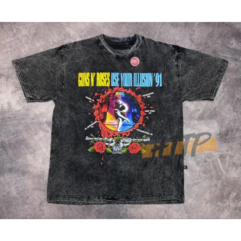 KAOS ACID WASH OVERSIZE GUNS N ROSES 91 TSHIRT COMBED 24S JUMBO PREMIUM HTTP