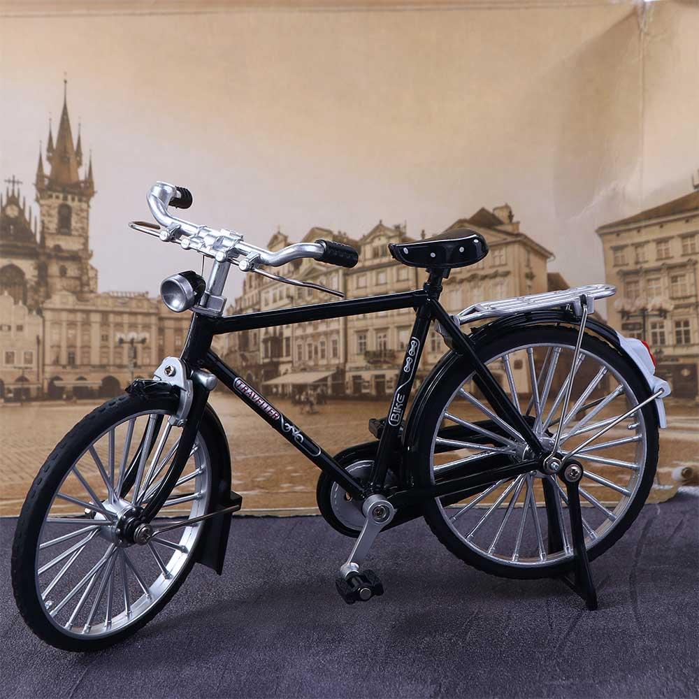 Quinton Retro Mainan Sepeda Ornamen Dekorasi Rumah Sepeda Mini Skala 1:10 Diecast Logam Bersepeda Patung Simulasi Sepeda