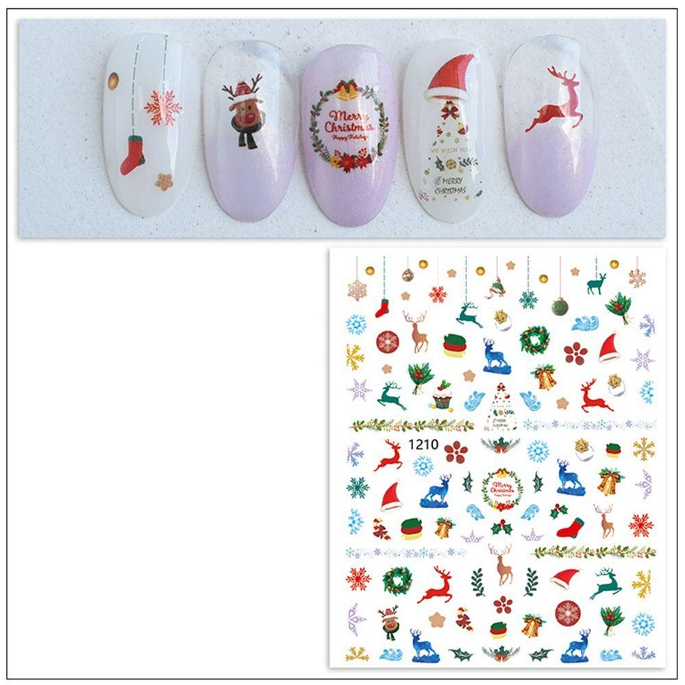 Mxbeauty Natal Nail Art Stiker DIY Desain Kuku Kartun Salon Kuku Santa Claus Xmas Pohon Manicuring Foils