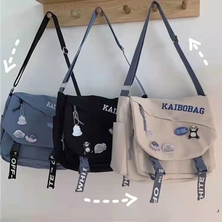 ஐ❏☾Gaya Korea Ins Tas Bahu Kapasitas Besar Pria Jepang Harajuku Kelas Make-Up Kelas Messenger Tas Gadis Mahasiswa Tas Messenger