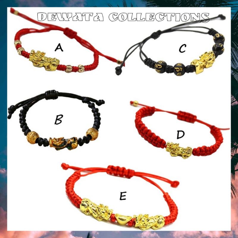 Gelang Tangan Lapis Emas 999 Model Pixiu Naga Mas