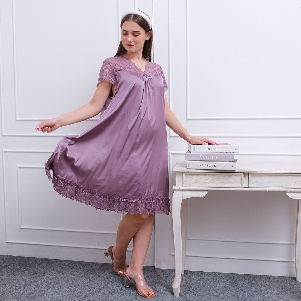 Ladybydiana NEW IRISH LILAC SLEEPWEAR Sexy Dress Baju Tidur Wanita Bahan Armany Silk Paling Adem Busui Friendly