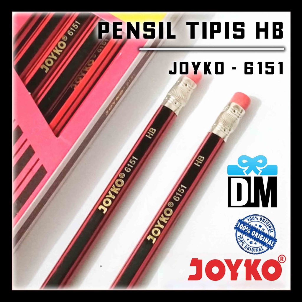 

Pensil HB tipis Untuk Belajar Menulis Original Joyko Merah Penghapus