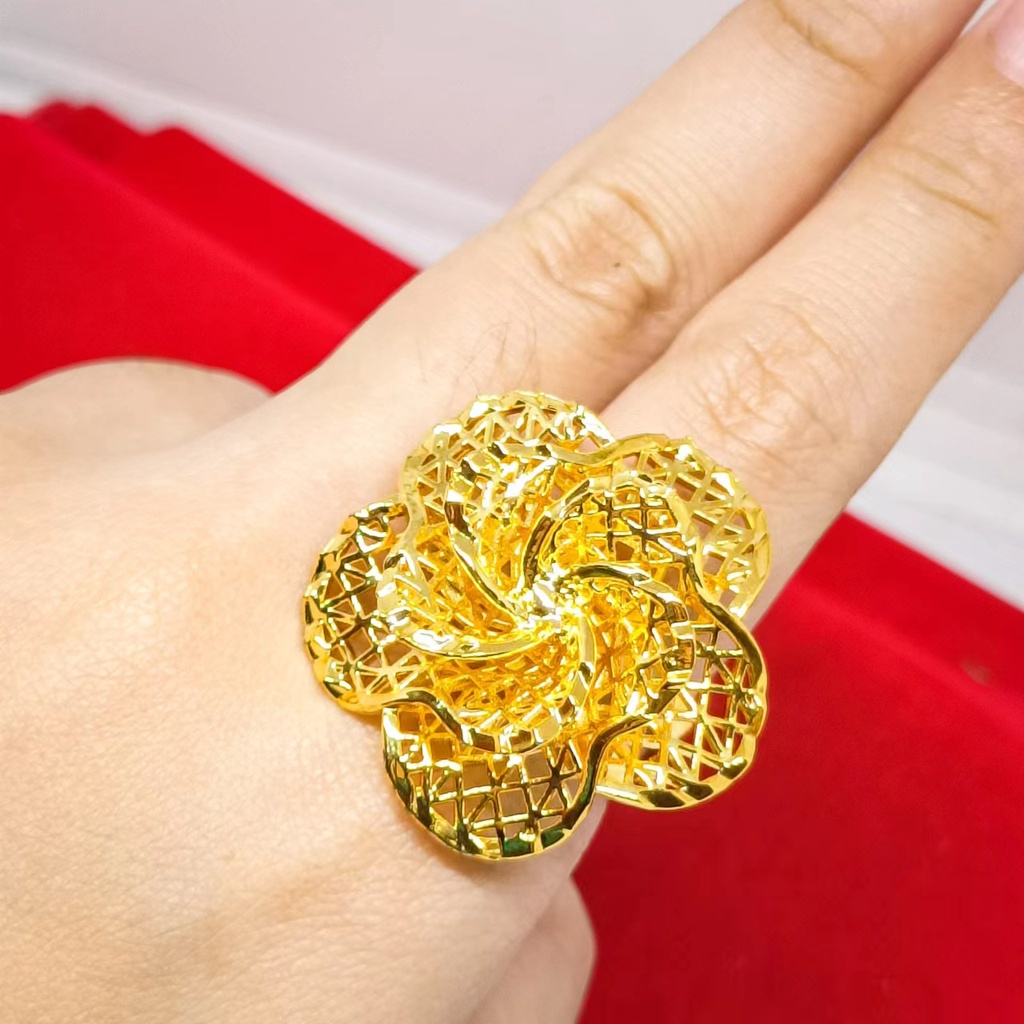 Cincin kendari xuping perhiasan lapis Emas asli 24k gold Bunga Terbaru Cantik Perhiasan