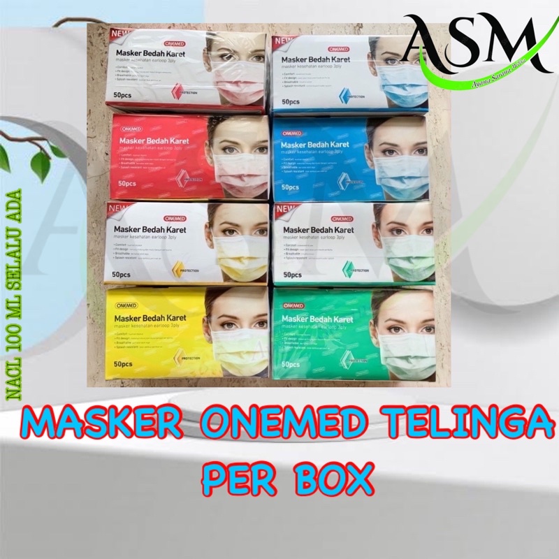 MASKER EARLOOP BEDAH ONEMED MEDIS 3 PLY ISI 50 ORI