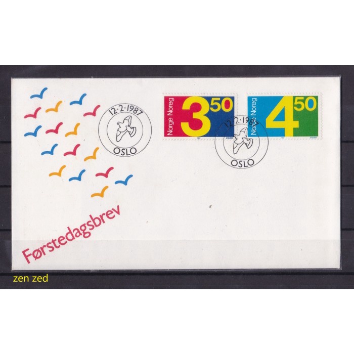 

A092 Perangko FDC SHP Norwegia 1987 Numeral Stamps 1 Pcs