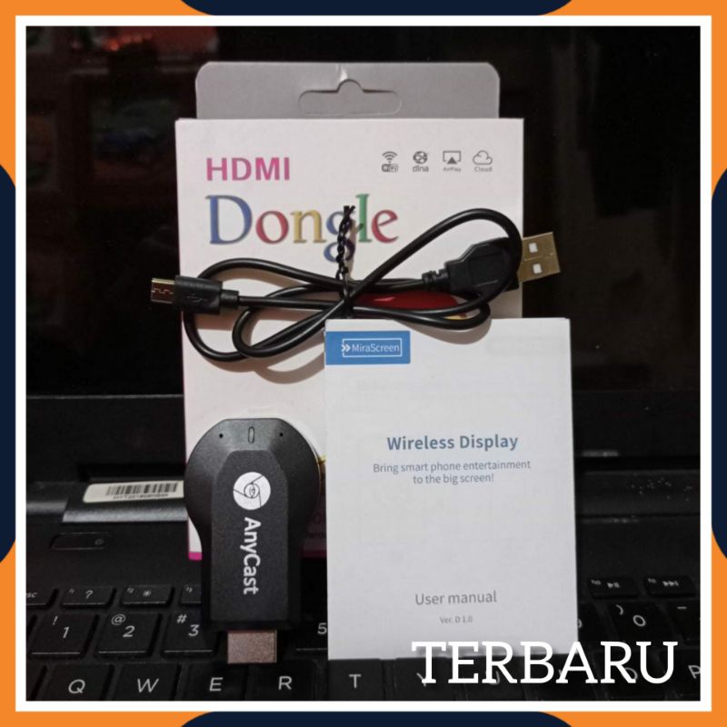 (COD) ANYCASH DONGEL WIRELESS DONGLE ANYCAST WIFI MIRACAST TV + ADAPTER SAMBUNGAN HDTV / ALAT PENYAMBUNG HP KE TV LED