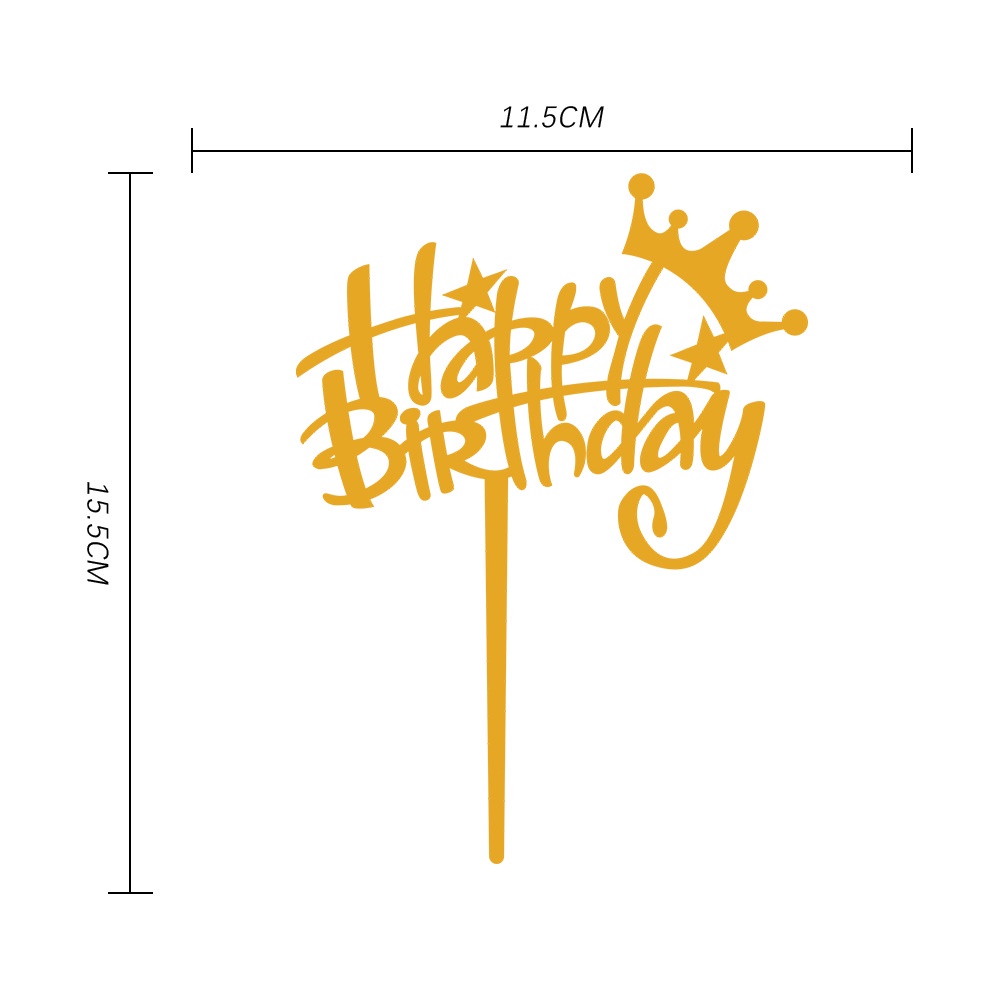 Cake Topper Akrilik Happy Birthday   Hiasan Kue Gold     Pink Rosegold