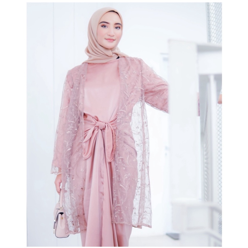 Cardigan outer dengan tile mutiara Warna &amp; Size | top Outer , outer kebaya, outer brokat, tulle Lux