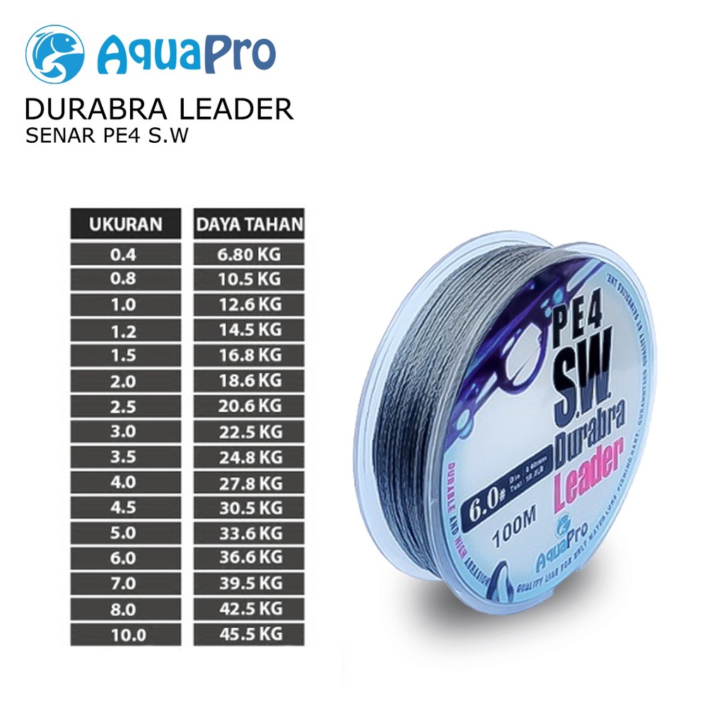 Aquapro Senar Pancing PE 4 Helai Senar PE Anyaman Anti Abrasi dan Kusut 100M Fishing Line Strength 3.10kg-18.5kg Sangat kuat 100Meters Tali Pancing SW