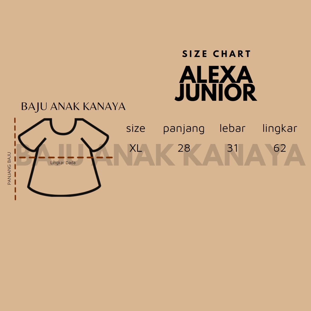 4-5 TH KAOS ANAK ALEXA JUNIOR CROP TEE ANAK ATASAN ANAK PEREMPUAN