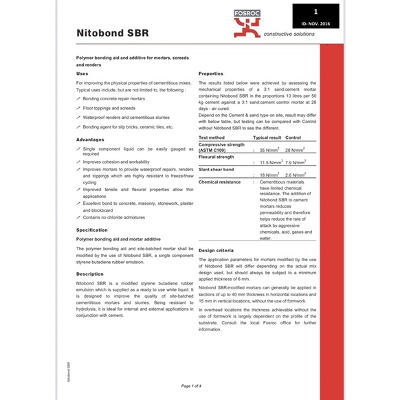 Cairan Lem / Perekat Beton NITOBON SBR ex Fosroc