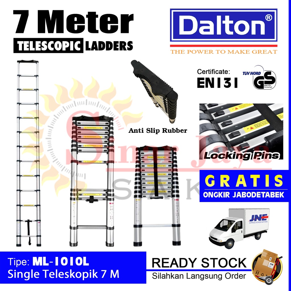 Tangga Lipat Teleskopik 7 Meter Tangga Alumunium Teleskopik Dalton ML-1010L 7 M | Tangga Telkom 7 Me