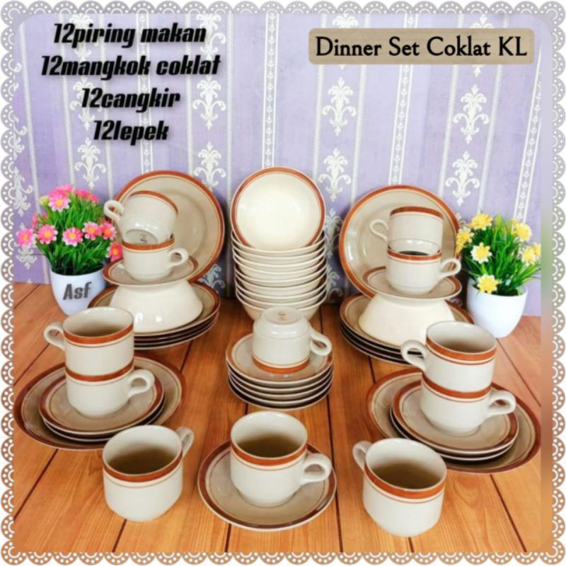 Dinner Set Coklat KL/Paket Piring Keramik/KL