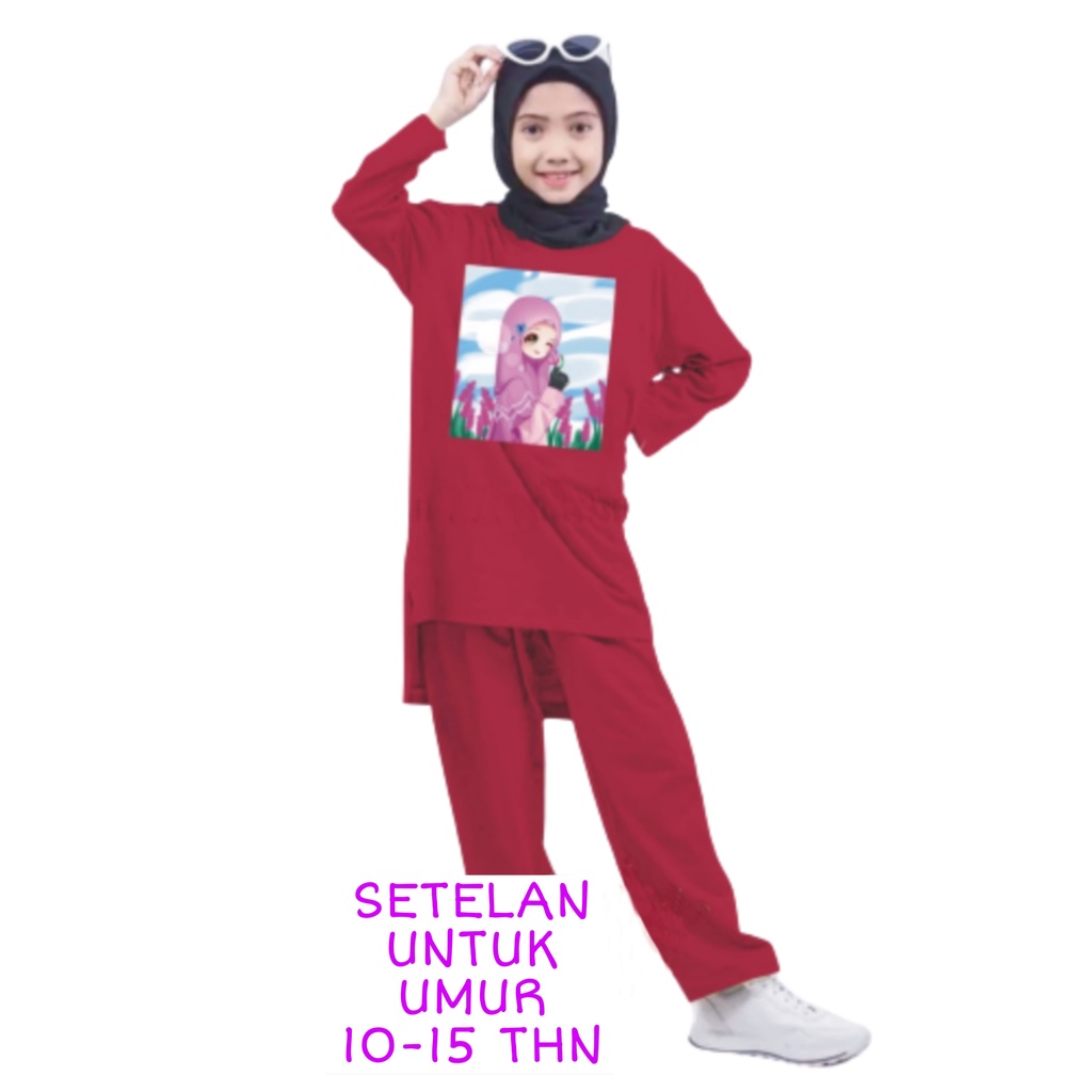 Setelan Anak Perempuan Remaja Bahan Kaos Babyterry Kaos Lengan panjang dan Celana panjang Oversixze XXL 10 11 12 13 14 15 Tahun . One Set Anak Perempuan Terbaru 2023 Viral Stelan Remaja Kekinian Setelan Baju Anak Tanggung K2