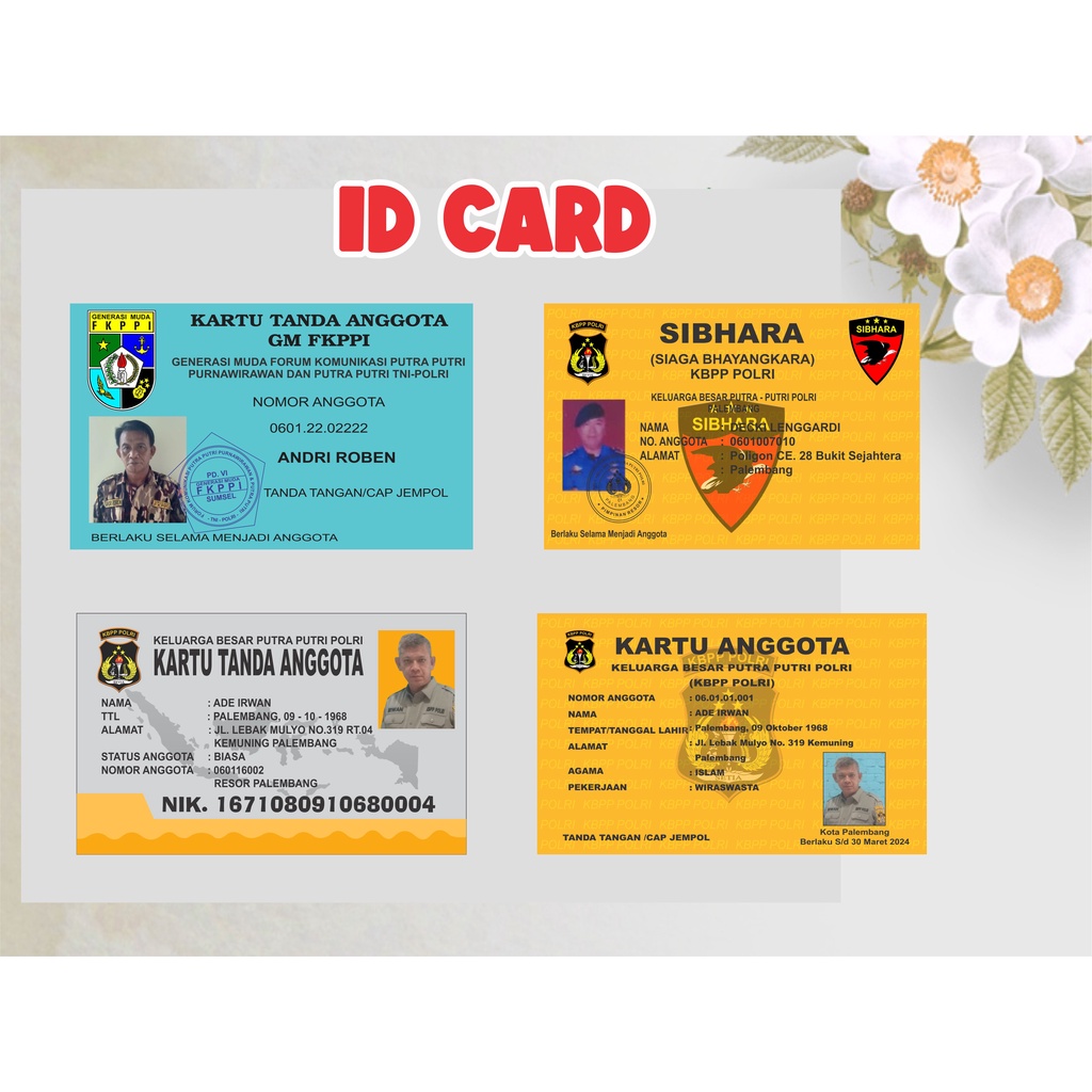 

CETAK ID CARD KARTU PEGAWAI KARTU MEMBER KARTU ANGGOTA PVC CARD DUA SISI