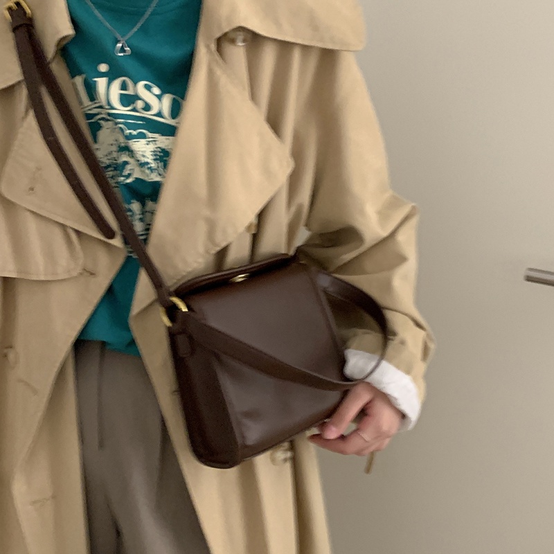 Suhao All-Match In Messenger Bag Wanita 2021 Baru Fashion Trendi Retro Portabel Tas Persegi Kecil French Niche Tas Bahu