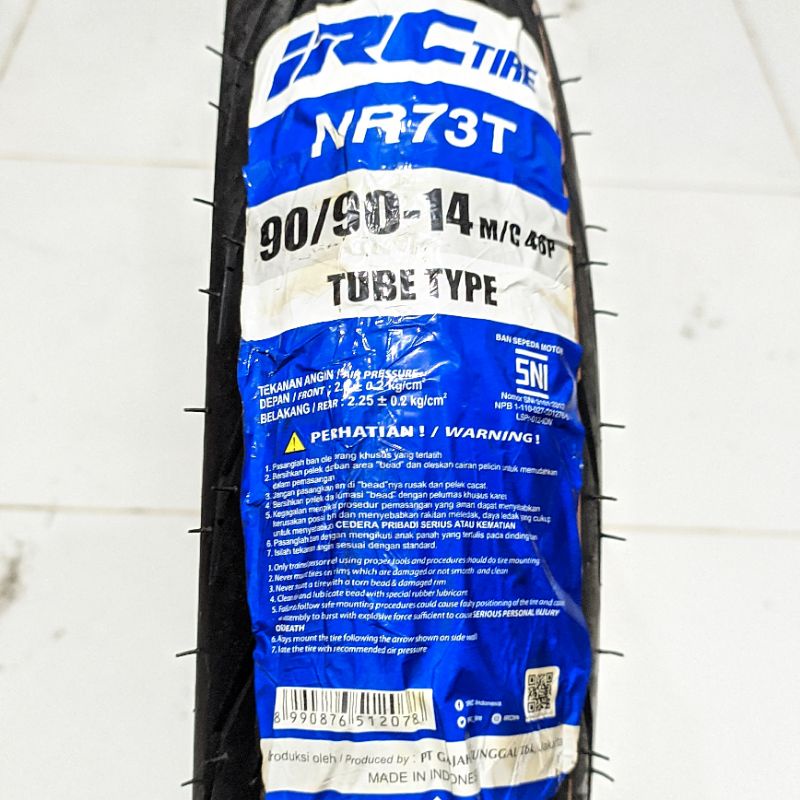 BAN LUAR TUBETYPE IRC 90/90-14 NR73T SEPEDA MOTOR