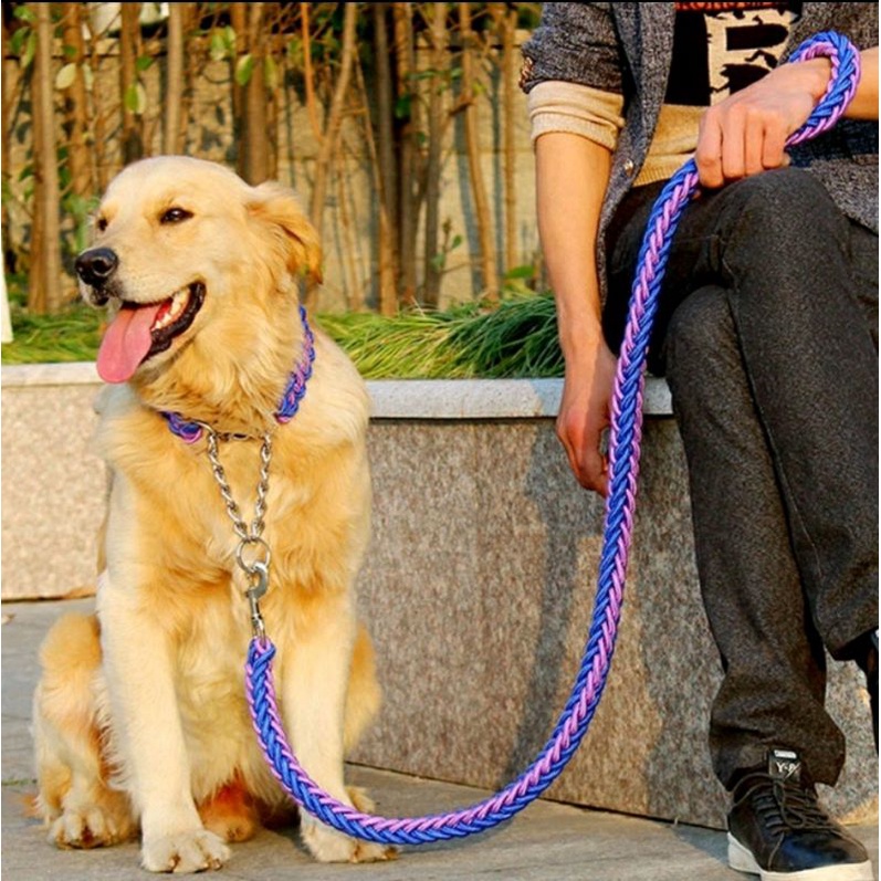 Pet Dog Collar Leash Nylon Kepang Tali Tuntun Anjing Nilon Harness Tebal Kuat / Tali Tuntun Anjing