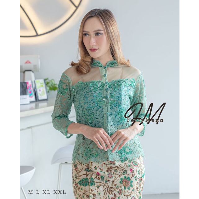 SET KEBAYA BORDIR SEMI PAYET - KEBAYA - KEBAYA TANGAN PENDEK SEMI PAYET - KEBAYA NATAL - KEBAYA NONHIJAB - KEBAYA BORDIR