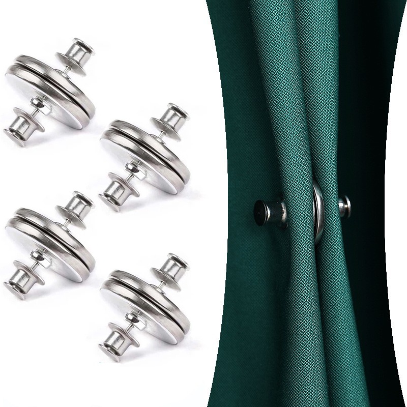 1 Pasang Klip Buckle Magnet Tirai Bahan Metal Dapat Dilepas