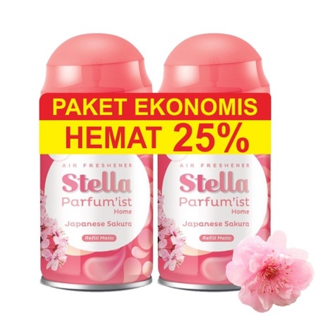 Stella Matic Refill Japanese Sakura 2 x 225ml Multipack - Refill Alat Stella - Refil Pengharum Ruangan otomatis