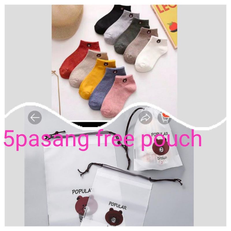 10 PASANG KAUS KAKI IMPOR FREE POUCH BEAR/10 PCS KAOS KAKI IMPORT