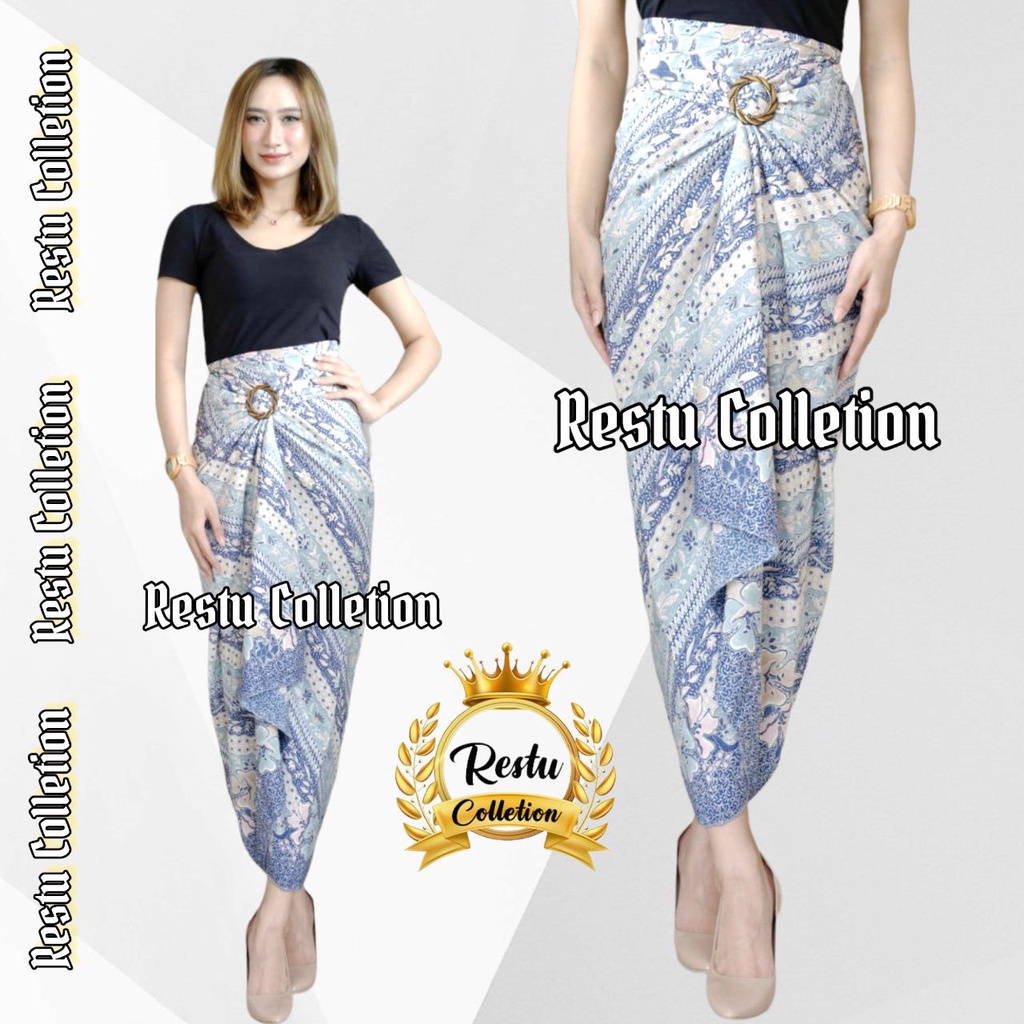 Rok Lilit Warp Skirt Serut Songket Jumputan Batik Panjang Wanita Bawahan Kebaya Kondangan Nikahan Wisuda Modern Tunangan Cewek Bahan Sutra HQ Premium All Size Motif Azelea Hitam Bestseller