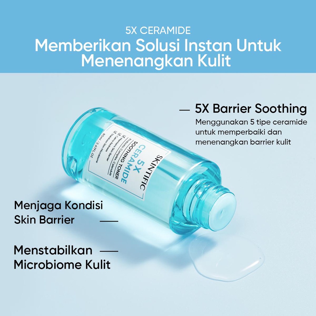 SKINTIFIC - 5X Ceramide Low pH Cleanser Gentle Cleanser 80Ml Sabun Cuci Muka Pembersih Face Wash &amp; 5X Ceramide Barrier Repair Moisturize Gel Moisturizer 30G Pelembab Wajah &amp;  5X Ceramide Soothing Toner 80ml