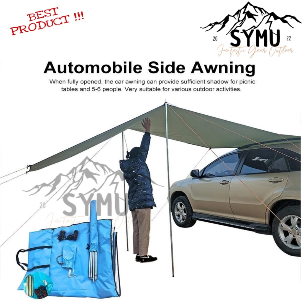 Tenda Awning Mobil Portable Lipat Gulung 3x4 M Paket Lengkap Tenda Mobil Campervan Overlander Portab